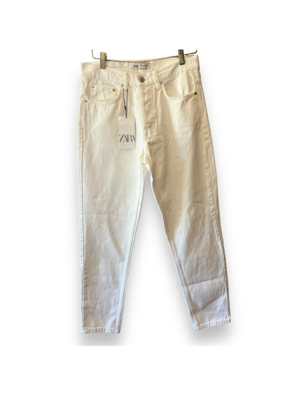 Zara Jeans White Button Up Straight Leg Woman’s Size 38 NWT